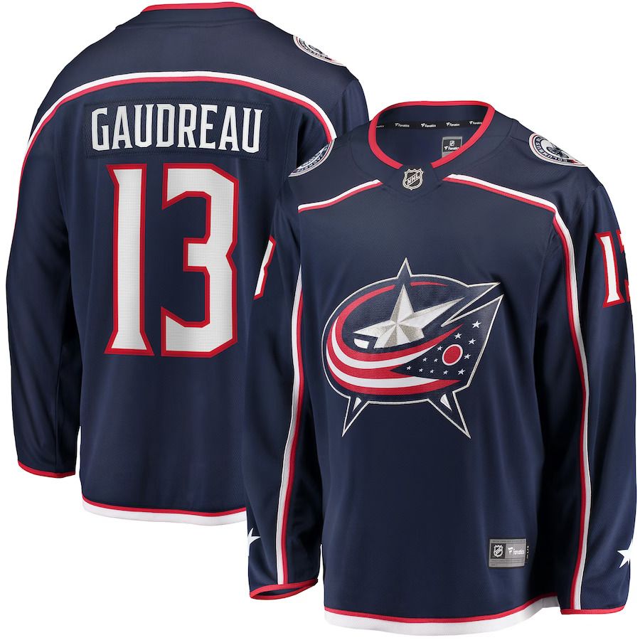 Men Columbus Blue Jackets 13 Johnny Gaudreau Fanatics Branded Navy Breakaway Player NHL Jersey